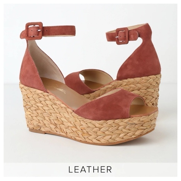 42 Gold MINDIE PLATFORM WEDGE SANDAL IN TOBACCO SUEDE size 40/9 - Picture 3 of 12